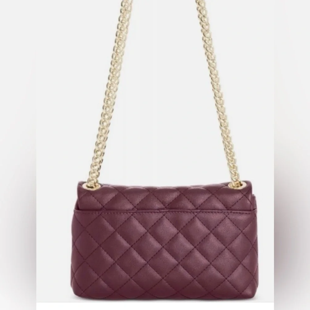 INC International Concepts Quilted Burgundy Crossbody with Gold Chain - Picture 2 of 10